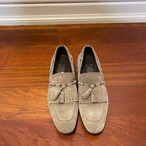 Salvatore Ferragamo Grey Suede Tassel Loafer